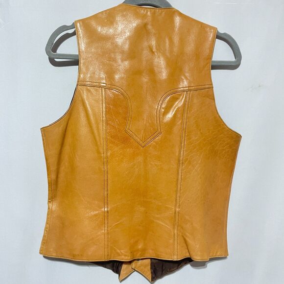 Vintage Western Leather Cowboy Vest - Picture 2 of 9